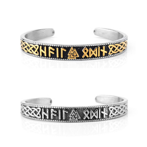 Pulsera Vikinga Hombre Acero Titanio Nórdico Brazalete Nudo Celta Abierto Bicolor Pulido Vintage Moda Joyería Mayorista - Product Image 4