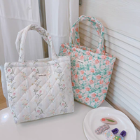 Sac fourre-tout matelassé écologique avec logo imprimé personnalisé Sac à provisions en coton gonflé réutilisable et pliable Sac fourre-tout cadeau pour femme à imprimé personnalisé avec propre design