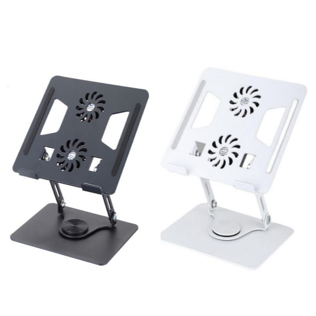 Best Cheap 360 Rotating Tablet PC Stands Foldable Aluminum Alloy Laptop Stand Adjustable With 2 Cooling Fans