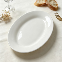 Assiette à poisson en porcelaine blanche massique, plat de service en céramique pour fruits de mer, pour hôtels et restaurants, compatible lave-vaisselle, qualité alimentaire, classique