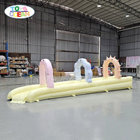 Toboggan aquatique gonflable commercial, toboggan gonflable couleur macaron, jeu aquatique gonflable d'extérieur pour événements et locations de fêtes