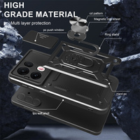 Étui à anneau d'armure pour Oppo Realme 15/Realme 15 Pro/A6 Pro/A6/15T lentille coulissante fenêtre anneau support magnétique étui de téléphone portable