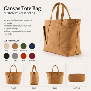 <span class=keywords><strong>BABAI</strong></span> Damen Mode-Tragetasche mit Reißverschluss Große Kapazität Canvas Einfaches Tägliches Tragen Praktische Polyester-Gefütterte Taschen - Product Image 2