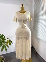 Robe décontractée simple et polyvalente en tricot, robe d'été légère, robe tendance pour femmes, vêtements pour femmes, vêtements grande taille