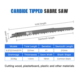 Sierra de sable multiherramienta oscilante HCS de 237mm(5TPI) para cortar placas de yeso de madera y plástico