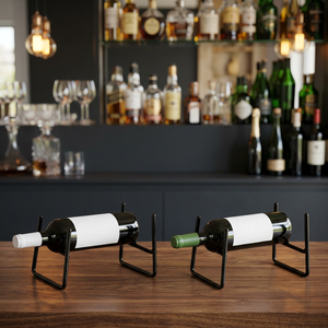 Range-bouteilles en métal noir mat, style berceau linéaire, pour stations de service de vin, présentoirs de comptoir et intérieurs de bar - Product Image 2
