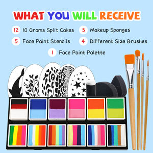 <span class=keywords><strong>Kit</strong></span> de <span class=keywords><strong>peinture</strong></span> de fête d'halloween professionnel arc-en-ciel aquarelle fendu gâteau pochoirs visage corps <span class=keywords><strong>peinture</strong></span> Palette caractéristique à base d'eau - Product Image 2