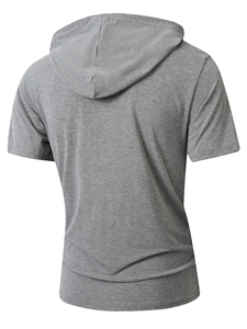 Menr Sports Fitness Workout Hooded Gym Sports Bodybuilding Stringer Muscle Cut Off T Shirt Men <b>Short</b> <b>Sleeve</b> <b>Hoodie</b> - Product Image 4