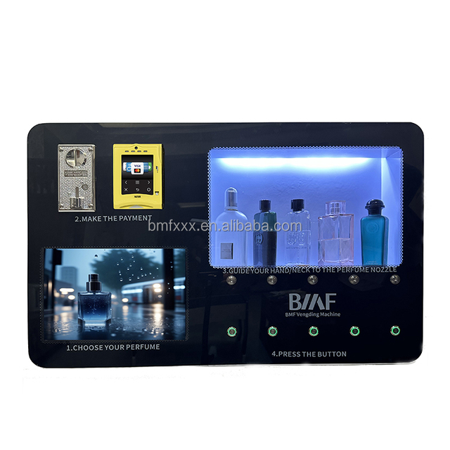 Wall Mounted Luxury Smart Cosmetic Genius Fragrance Cologne Cashless Perfume Spraying Vending Machines With Card Reader