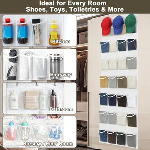 Over The Door Shoe Organizer 24 Pockets Crystal Clear Hanging <b>Storage</b> <b>Rack</b> For Shoes And Accessories - Product Image 3