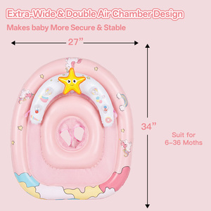Bouée de piscine pour bébé licorne rose avec protection solaire UPF 50, anneau de natation pour nourrisson, double chambre à air, siège de sécurité pour tout-petit, jouet aquatique d'été - Product Image 2
