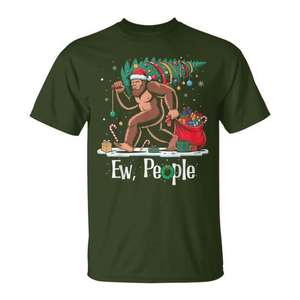 Ew People Bigfoot Christmas Tree Lights Sasquatch T-shirt de Noël - Product Image 1