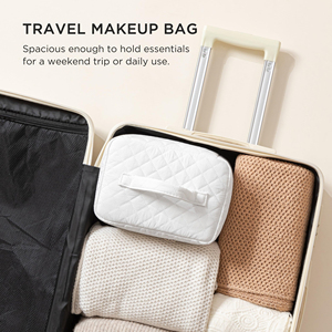 Travel Makeup <b>Bag</b> Large Quilted Cosmetic Pouch for Women Purse With Handle Zipper Cosmetic Brush <b>Bags</b> - Product Image 4