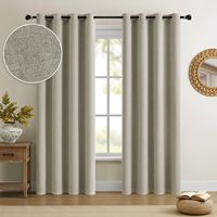 Rideaux Translucides en Lin Naturel Style Bohème à Motif Uni Vintage avec Œillets, Prêts à Poser pour Cuisine