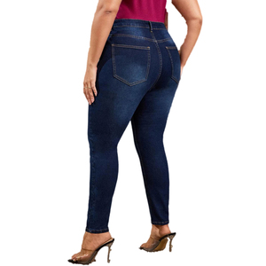 <span class=keywords><strong>Jeans</strong></span> da donna blu scuro elasticizzati a quattro stagioni pantaloni Casual morbidi e comodi a matita Skinny Oversize in Denim Full Length mamma - Product Image 4