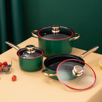 Set Peralatan Masak Dapur Stainless Steel Modern 12 Buah Motif Hewan Biru Safir/Emerald Anti Lengket Peralatan Makan Rose Gold 2 Set