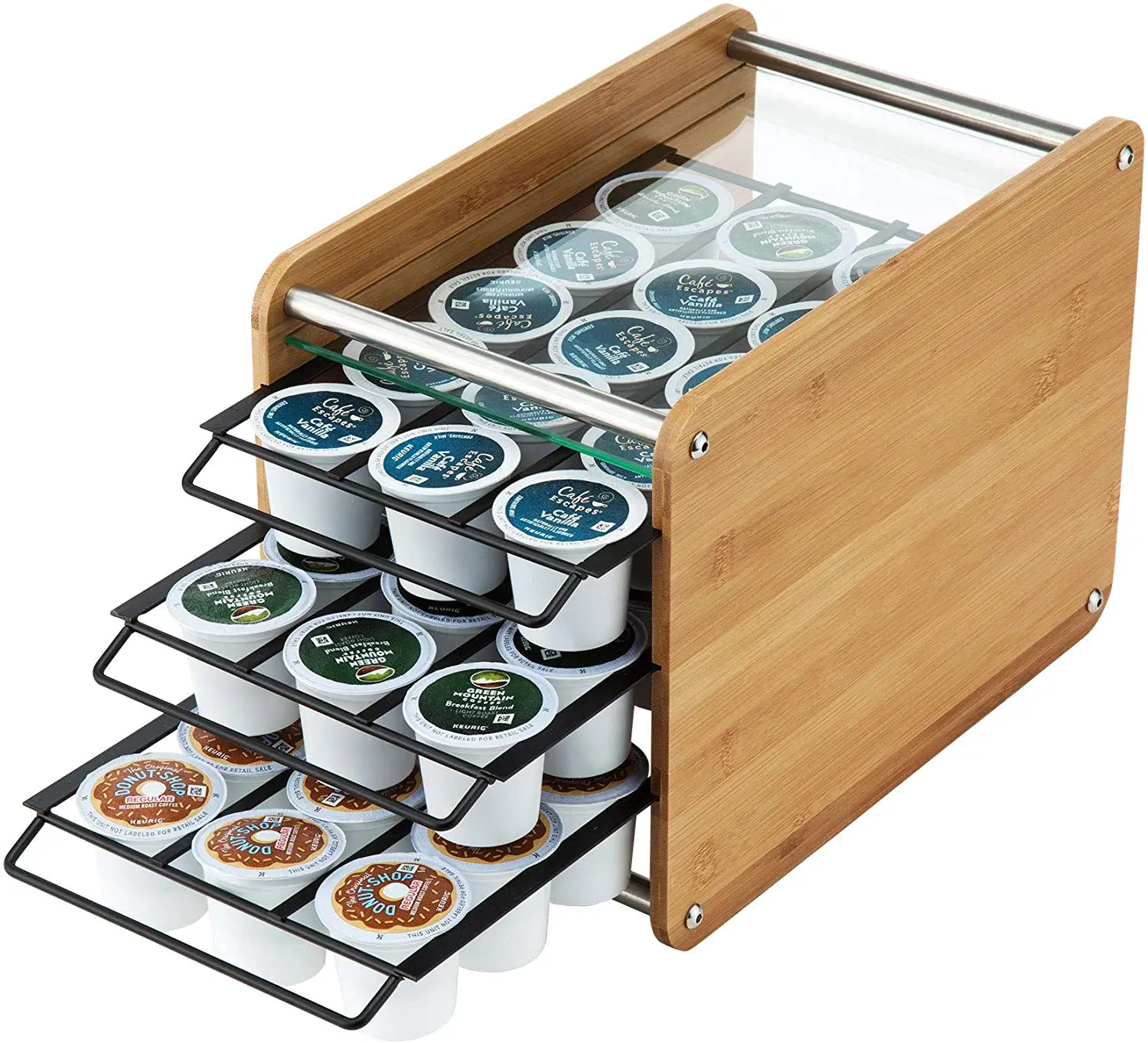 K-Cup de bambu 45 suporte organizador caixa de armazenamento de cápsulas de café gaveta K-cup K-cup cápsulas de café armazenamento de caddy