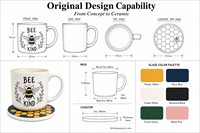 Ensemble de cadeau en céramique Offres Spéciales mignon, tasse d'abeille de miel avec sous-verre avec l'emballage de boîte de PVC présentoir d'emballage, ensemble de tasse de café et de thé