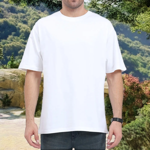 T-shirts Homme Oversize en Coton Tricoté Uni, Design Vierge, 100% Coton, Tissu Personnalisé, Respirant, Écologique, Manches Courtes - Product Image 2