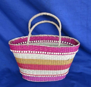 กระเป๋าถือหญ้าทะเลหรูหราเป็นมิตรกับสิ่งแวดล้อม, กระเป๋าฟางทำมือหรูหราเป็นมิตรกับสิ่งแวดล้อมเหมาะสำหรับการเดินทางในฤดูร้อนช้อปปิ้งและสไตล์ - Product Image 1