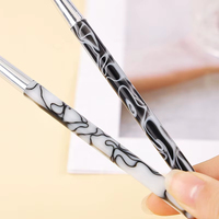 Pinceau à double embout en nylon et plastique pour nail art, manche en acrylique marbré, pour gel UV, vente en gros