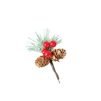 Ramas de Pino Navideñas Artificiales con Conos (Bayas Rojas, 2 Estilos: Normales/Con Efecto de Nieve) para Coronas y Árboles - Decoración Navideña Creativa DIY