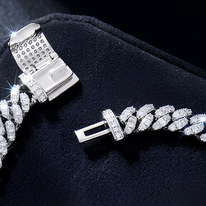 Bracelet en argent sterling 925 avec moissanite, chaîne cubaine Miami entièrement pavée, 5mm 7mm 9mm 12mm 15mm, personnalisable, vente en gros - Product Image 4
