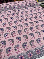 Nouvelle dentelle en voile de coton suisse brodée de strass, motif floral ajouré, dentelle guipure, tissu de dentelle, 2025