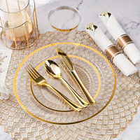 Ensemble de couverts jetables pour mariage et anniversaire, 350 pièces, couteau, fourchette, cuillère, gobelet, assiette, vaisselle en plastique
