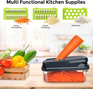 Vente flash : Hachoir manuel 16 en 1 pour légumes, nouveau hachoir à oignon et carotte en silicone avec spatule pour la cuisine - Product Image 4