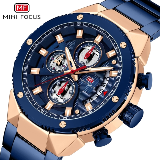 Mini Focus MF0397G MF 0397 Waterproof Chronograph Watches Luxury Fashion Original Quartz Watch for Men Relogio Montre Homme Uhr