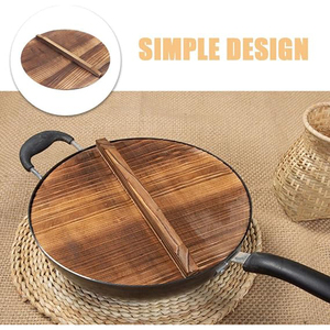 Couvercle de wok en bois couvercle de poêle rond rond couvercle de casserole couvercle de casserole Wok marmite couvre Gadgets ensembles accessoires de cuisine outils de cuisine - Product Image 6