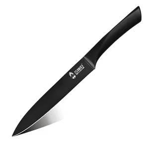 Cuchillo profesional de revestimiento de titanio y óxido, 5Cr15MoV, acero negro, para cocina, la mejor rebanada para tallado de carne con mango hueco