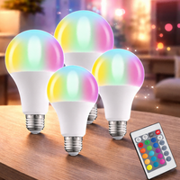 Ampoule LED intelligente RGB 12W A80 E27 à intensité variable avec télécommande, alimentation CA, certifiée RoHS, ampoules globe en PC