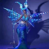 Tous les 5 costumes de danse de scène de sirène Gogo avec lumières LED, 100% polyester, pour tenues de bar sexy et Noël