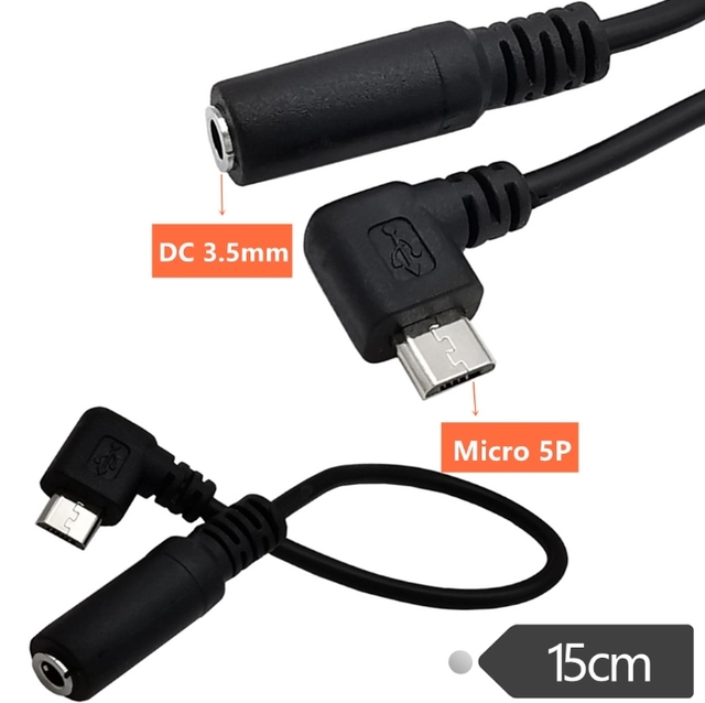 15cm Braided Right up Down Left Angle Micro USB to DC3.5 Female Cable Micro USB Jack to 3.5mm Adapter Socket Audio Cables