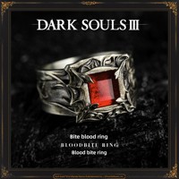 Starforged Dark Souls III Bague en verre de pierre naturelle 'Blood-Burning' Unisexe pour couples, Merchandising de jeu