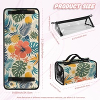 Sac de voyage cosmétique à suspendre en polyester à imprimé tropical ananas hawaïen, marque privée, pour rangement de maquillage