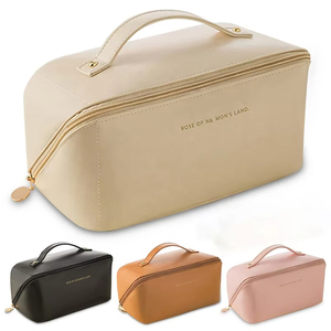 Bolsa de Maquillaje de Cuero PU Personalizada, Bolsa de Aseo con Cierre de Cremallera y Lona - Product Image 5