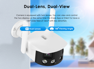 Ngoài trời 4MP icsee App không dây <span class=keywords><strong>WIFI</strong></span> CCTV <span class=keywords><strong>Camera</strong></span> 180 độ <span class=keywords><strong>IP</strong></span> an ninh với ống kính kép Mini toàn cảnh Bullet Mạng Ngoài trời sử dụng - Product Image 2