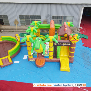 Château gonflable en PVC avec toboggan, thème parc à dinosaures extérieur, animaux de la savane, pour locations événementielles - Product Image 3