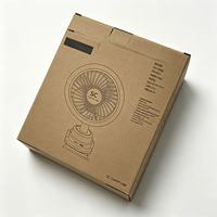 Boîte en carton écologique avec logo personnalisé imprimé, finition mate, mini ventilateur portable, emballage en carton, vente en gros