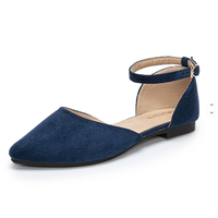 Nouvelles Chaussures Plates Légères à Bout Pointu Style Coréen avec Boucle Cheville Grande Taille pour Femme Printemps-Été-Automne