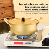 Marmite à soupe coréenne de luxe instantanée en aluminium doré de 24 cm, design moderne, durable, cuisson rapide pour la cuisine