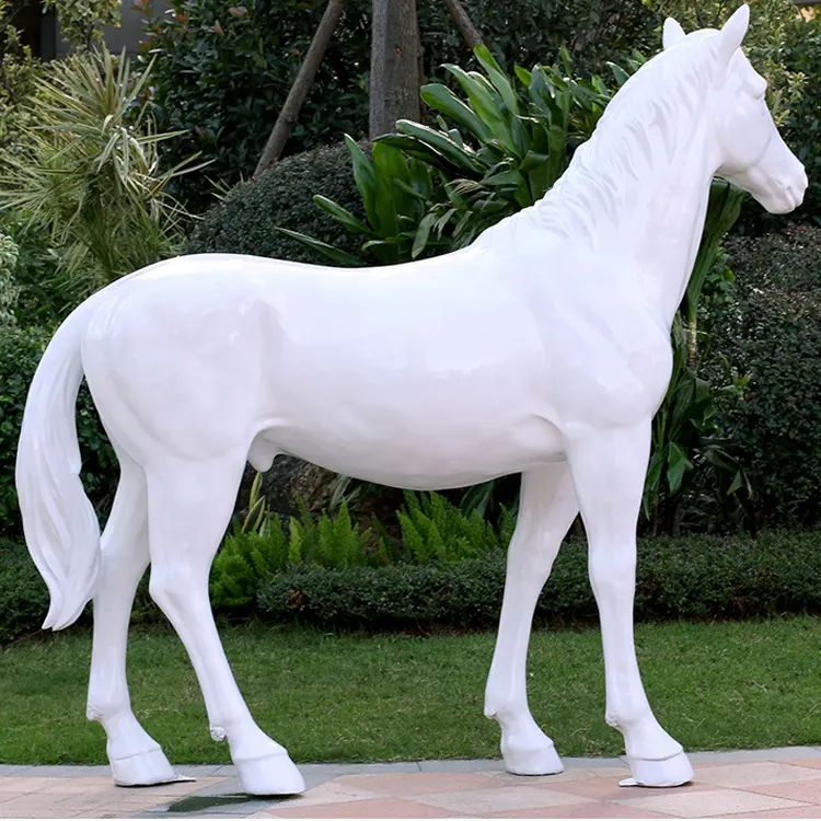 Estatua de caballo de fibra de vidrio, fabricante profesional para escultura al aire libre