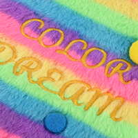 Carnet en peluche doux et moelleux, design kawaii de dessin animé avec pompon 3D, journal arc-en-ciel mignon pour l'école et l'écriture quotidienne