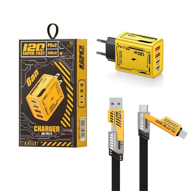 Wholesale 120W Type C GaN 120W Phone Charger Fast Charging Set Quick Charging Power Adapter for Iphone 4 In 1 Fast Charger