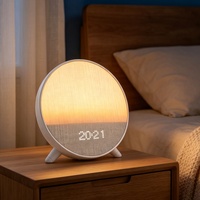 Jam Alarm Digital Bulat Suara Menenangkan Pendamping Tidur Lampu Malam Ambient Simulasi Matahari Terbit Terbenam Pengisian Daya USB Meja Kamar Tidur