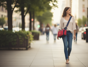 Borsa a Tracolla in Nylon per Donna, Colore Unito, Leggera, con Chiusura a Cerniera, per Uso Quotidiano - Product Image 2