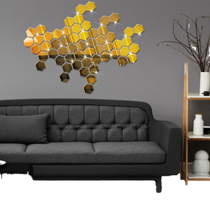 12 miếng dán gương tường hình lục giác 3D hiện đại bằng acrylic, tự dính, trang trí nhà cửa - Product Image 6